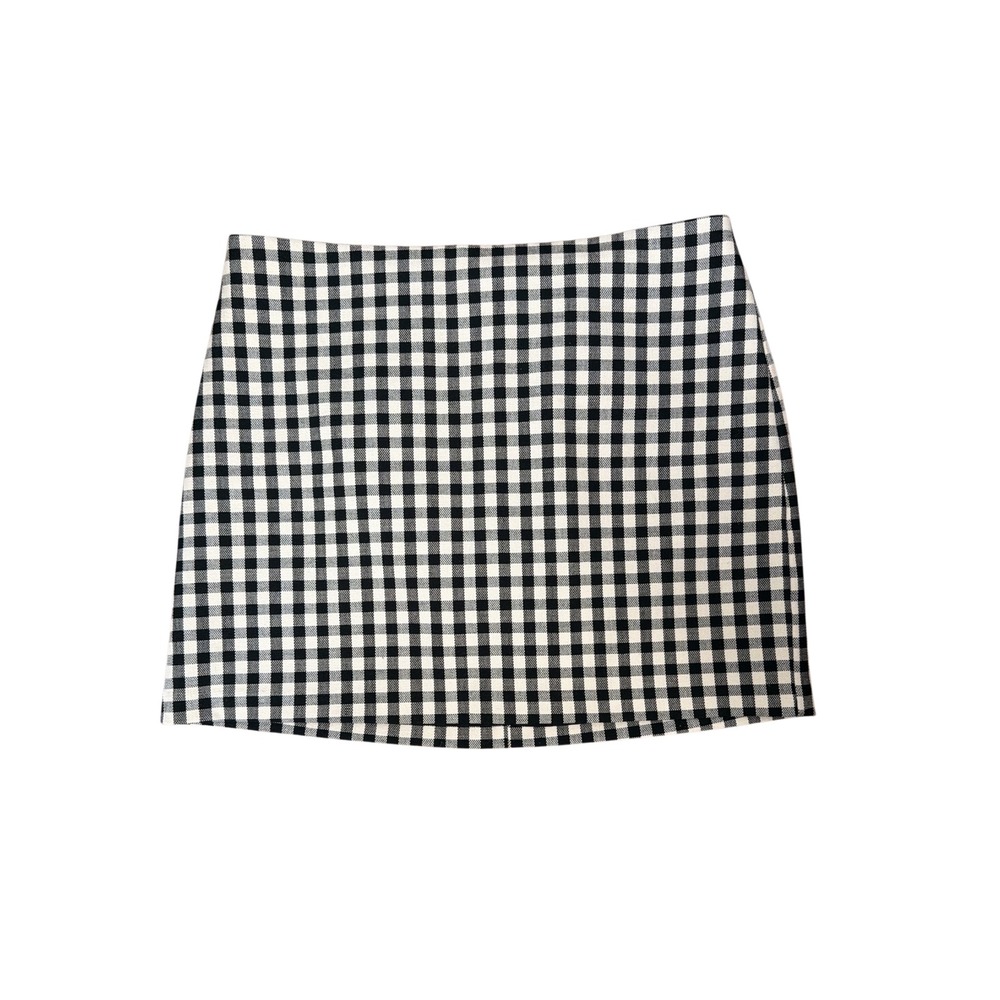 Maison d Amelie Paris Black White Gingham Checkered Mini Skirt Womens Medium